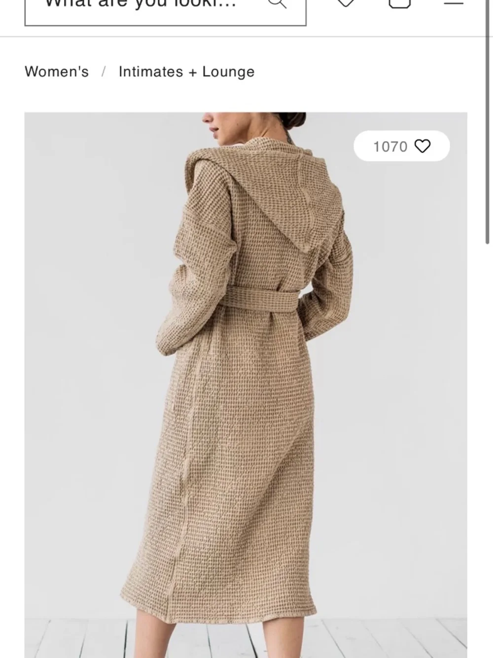 MagicLinen Waffle Hooded Bath Robe Waffle dark beige walnut light brown 2 pieces